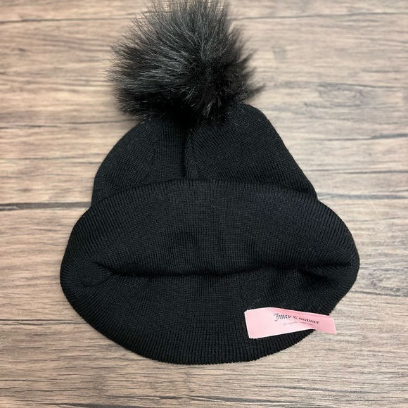 Juicy Couture Black Pom Beanie NWOT - Picture 3 of 3